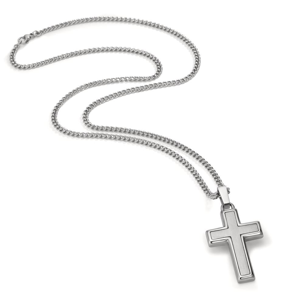 Collier met hanger Roestvrijstaal Kruis 55 cm