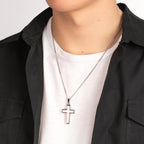 Collier met hanger Roestvrijstaal Kruis 55 cm