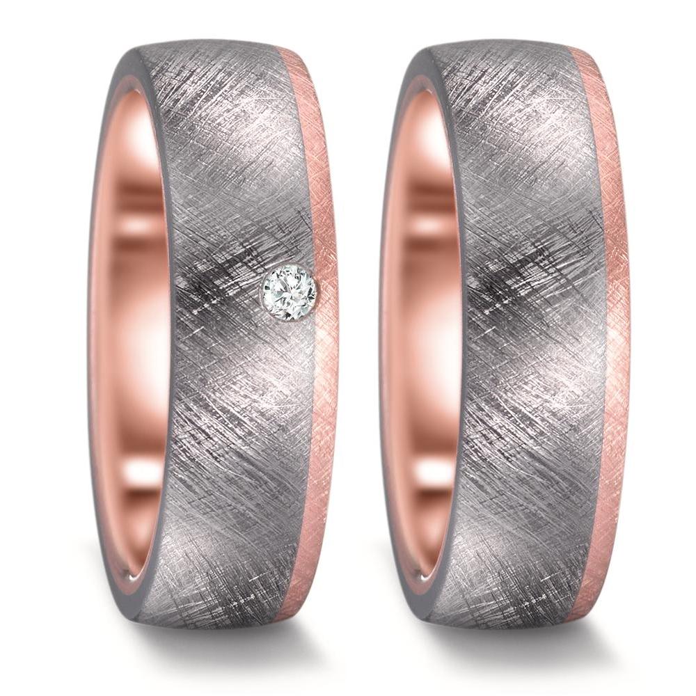 Partnerring 999 Tantaal, 585/14K roségoud Diamant 0.03 ct, w-si