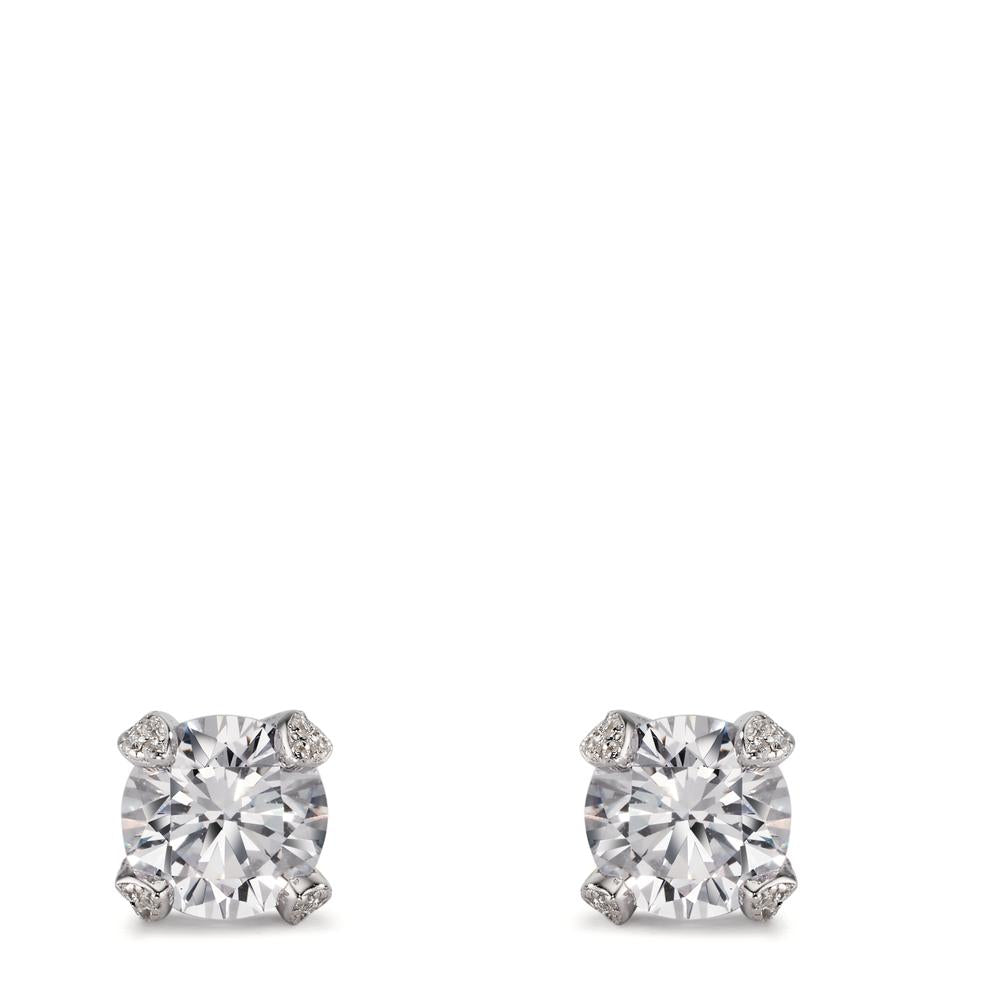 Oorknoppen Zilver Zirkonia Gerhodineerd Ø8.5 mm