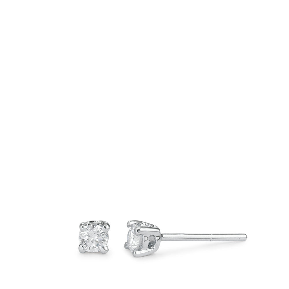 Oorknoppen 750/18K witgoud Diamant wit, 0.25 ct, 2 Steen, [Brillant], w-si Ø3.5 mm