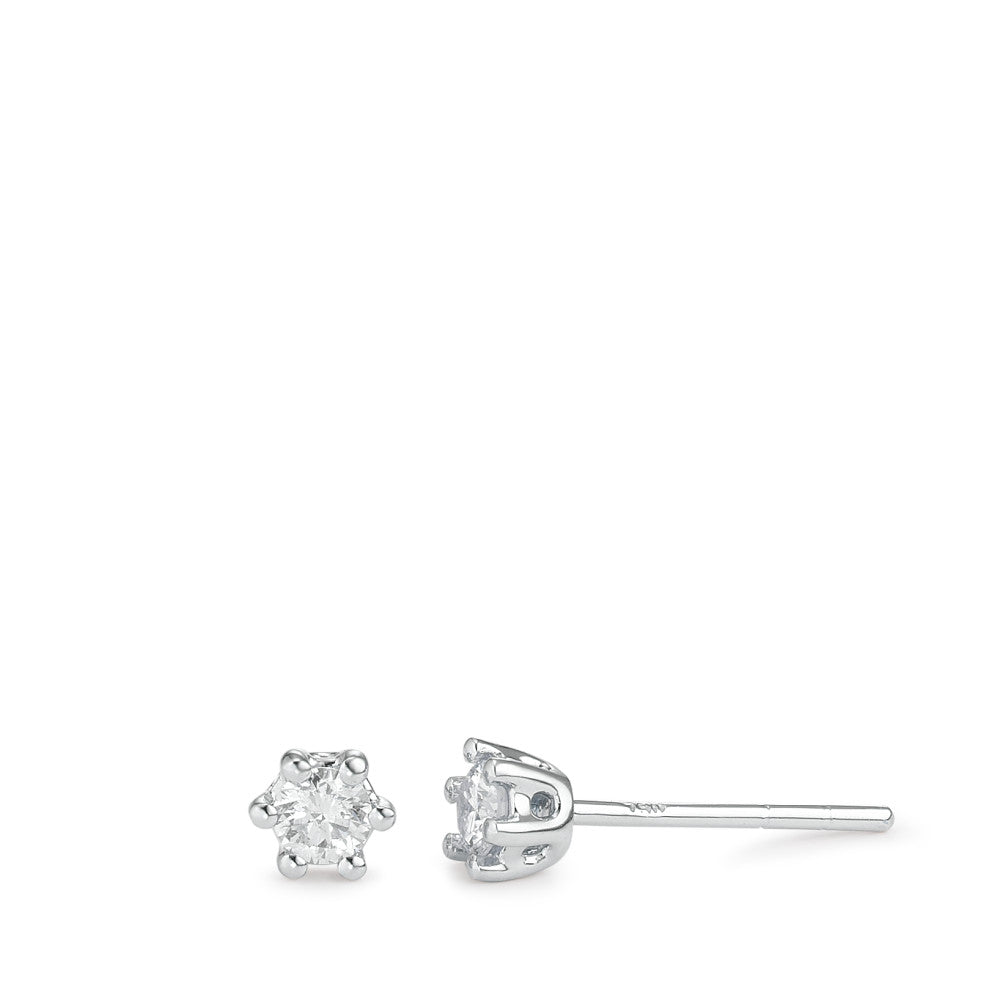 Oorknoppen 750/18K witgoud Diamant wit, 0.25 ct, 2 Steen, [Brillant], w-si Ø4 mm