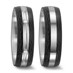 Ring 585/14K witgoud, Carbon Diamant 0.06 ct, 6 Steen, tw-si