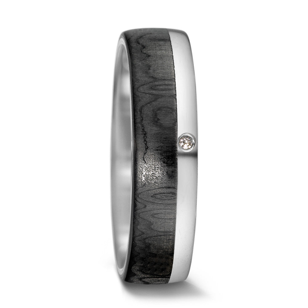 Partnerring 585/14K witgoud, Carbon Diamant 0.01 ct, tw-si