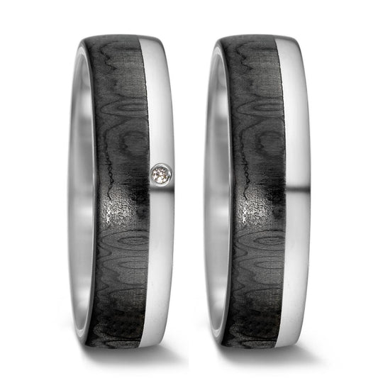 Partnerring 585/14K witgoud, Carbon