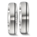 Partnerring 585/14K witgoud, Carbon