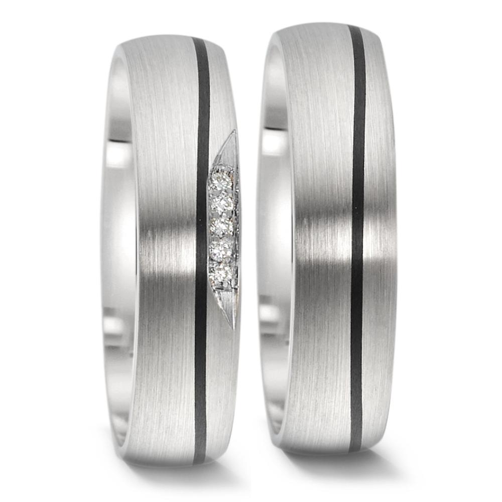 Partnerring 585/14K witgoud, Carbon