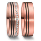 Partnerring 585/14K rood goud, Carbon