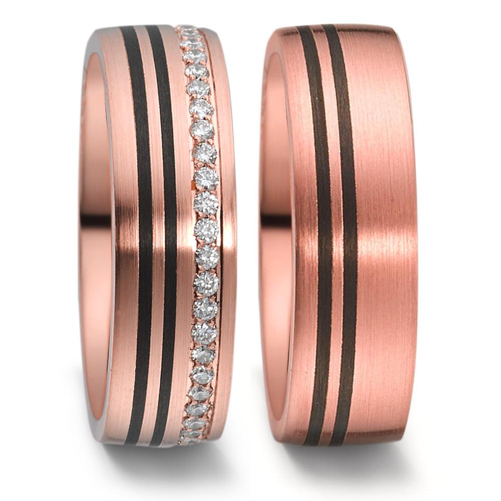 Partnerring 585/14K rood goud, Carbon