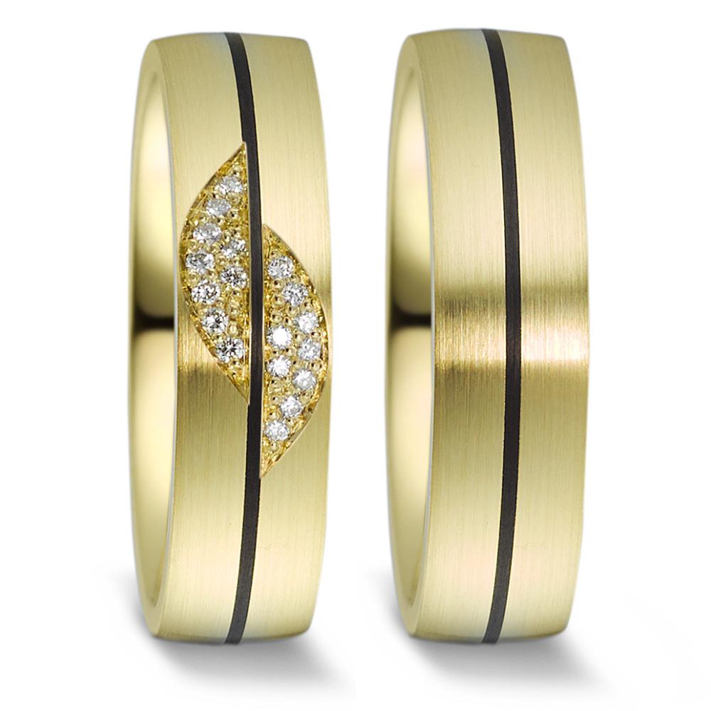 Partnerring 585/14K geel goud, Carbon