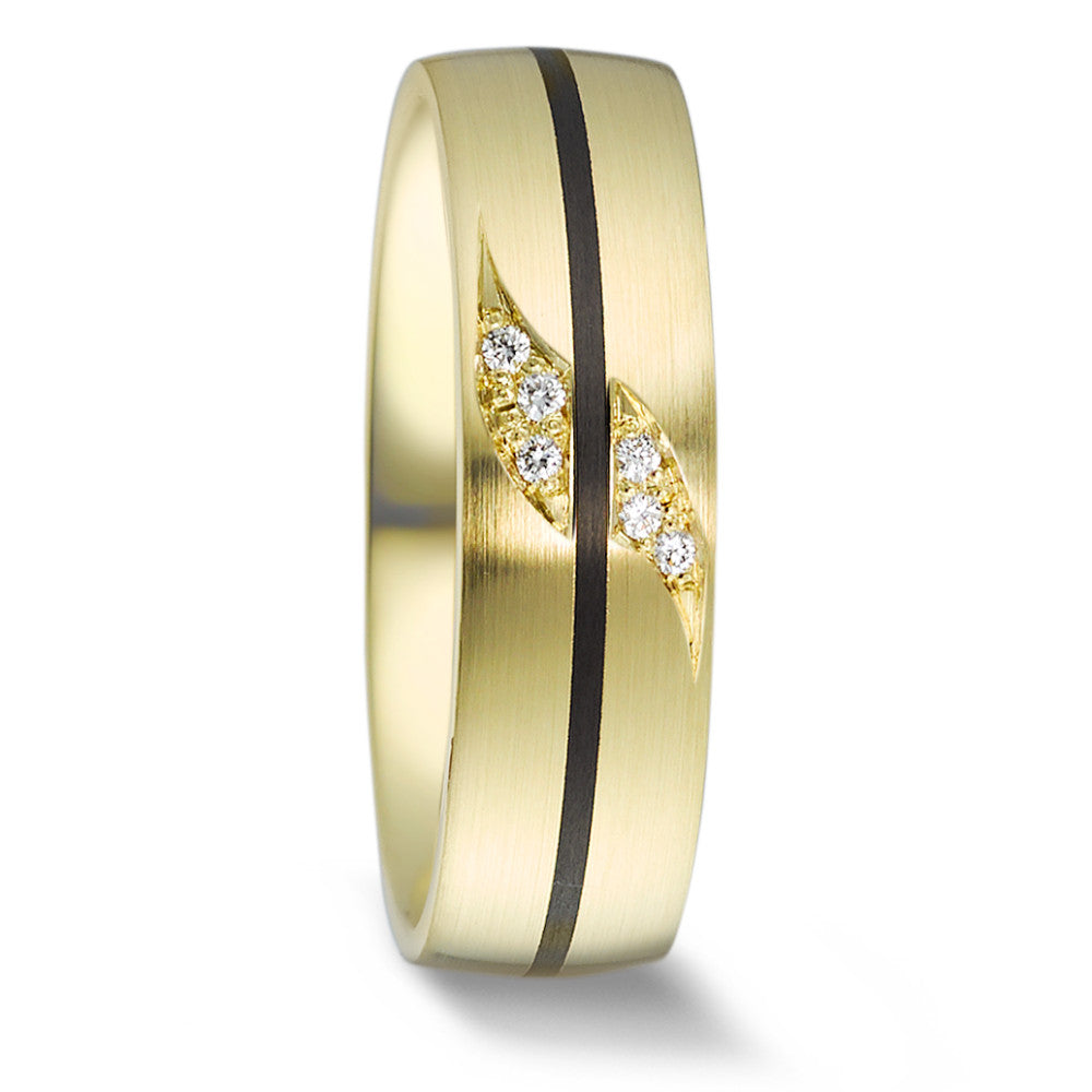 Partnerring 585/14K geel goud, Carbon Diamant 0.048 ct, 6 Steen, w-si