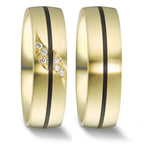 Partnerring 585/14K geel goud, Carbon