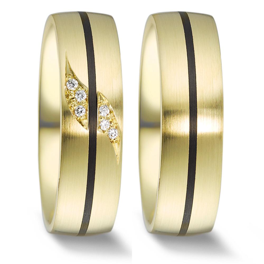 Partnerring 585/14K geel goud, Carbon