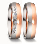 Partnerring 750/18K witgoud, 750/18K roségoud