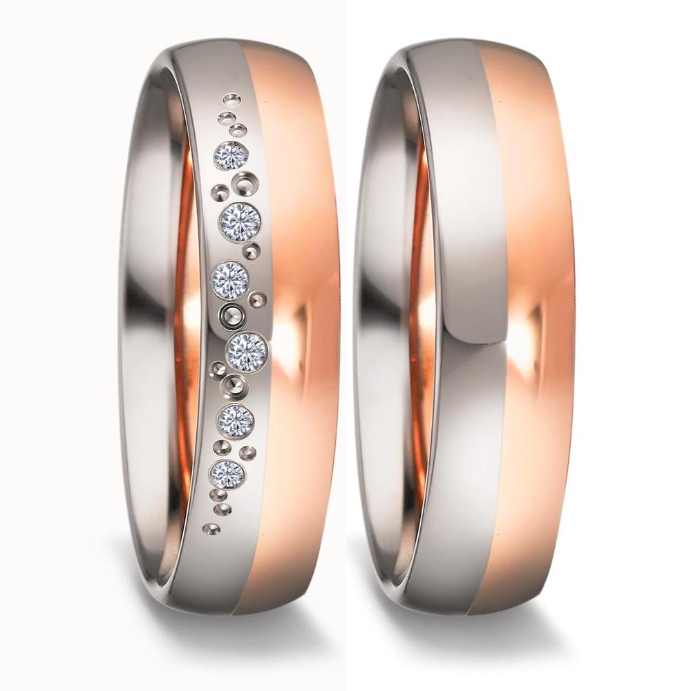 Partnerring 750/18K witgoud, 750/18K roségoud