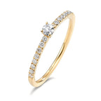 Solitaire ring 750/18K geel goud Diamant 0.25 ct, 17 Steen, w-si