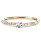Solitaire ring 750/18K geel goud Diamant 0.25 ct, 17 Steen, w-si