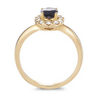 Ring 750/18K geel goud Saffier 0.94 ct, Diamant 0.40 ct, 12 Steen, [Brillant], w-si