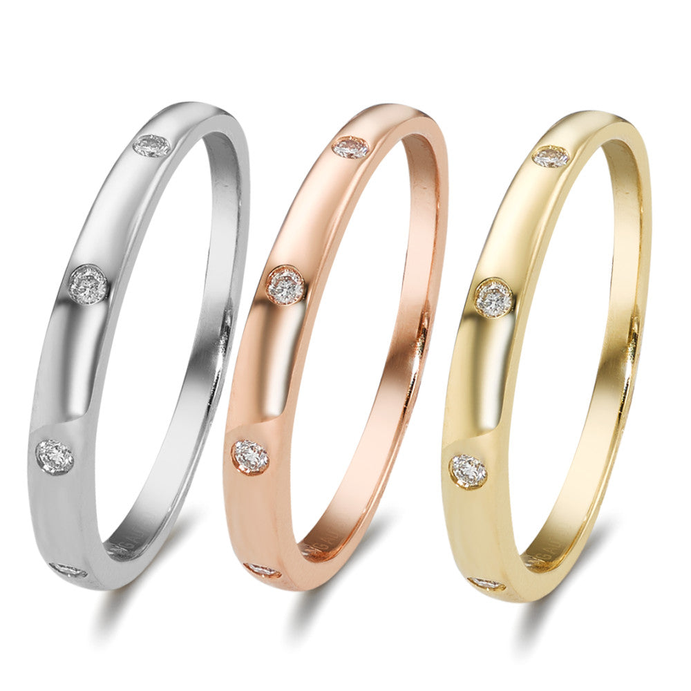 Aanschuifring 750/18K witgoud, 750/18K geel goud, 750/18K rood goud Diamant 0.13 ct, 13 Steen, w-si