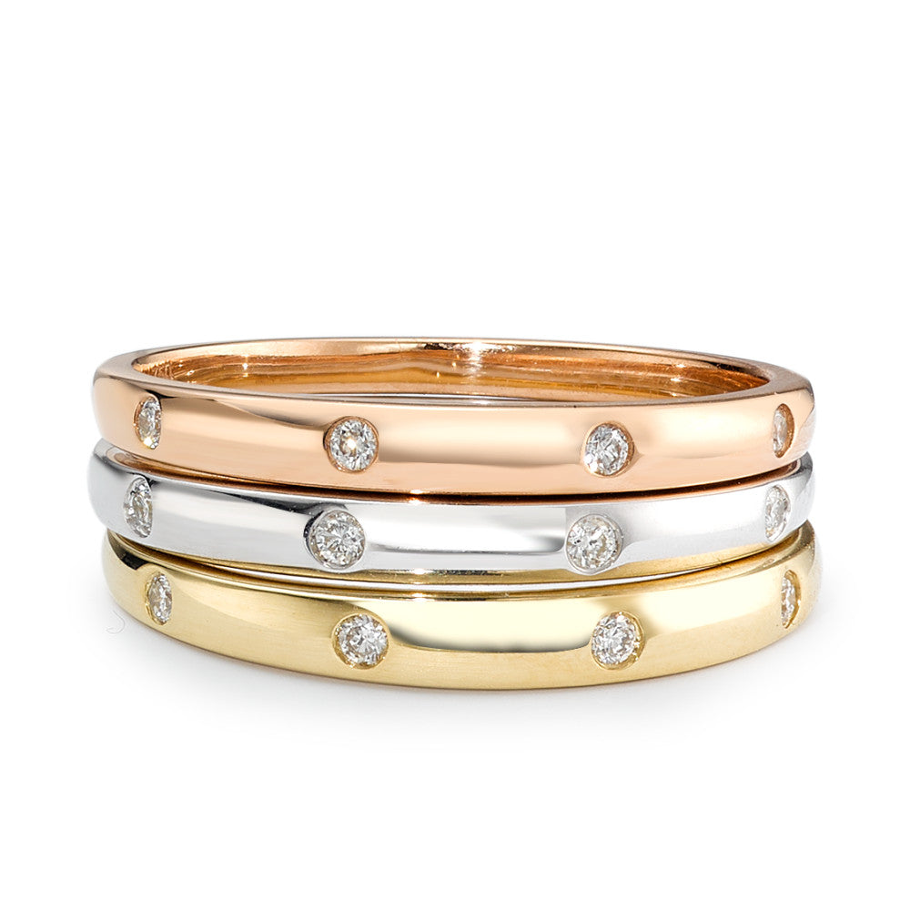 Aanschuifring 750/18K witgoud, 750/18K geel goud, 750/18K rood goud Diamant 0.13 ct, 13 Steen, w-si