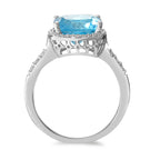 Ring 750/18K witgoud Topaas Lichtblauw, Diamant wit, 0.20 ct, 42 Steen, w-pi3 Ø11 mm