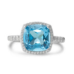 Ring 750/18K witgoud Topaas Lichtblauw, Diamant wit, 0.20 ct, 42 Steen, w-pi3 Ø11 mm