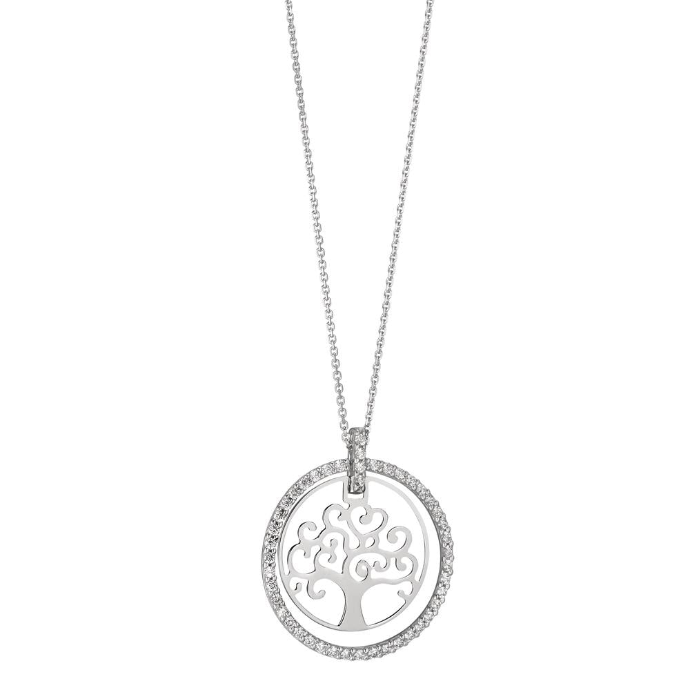 Collier 750/18K witgoud Zirkonia Boom van leven 42 cm Ø18 mm