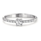 Solitaire ring 750/18K witgoud Diamant wit, 0.04 ct, 8 Steen, [Brillant], w-si, Diamant wit, 0.20 ct, [Brillant], w-si