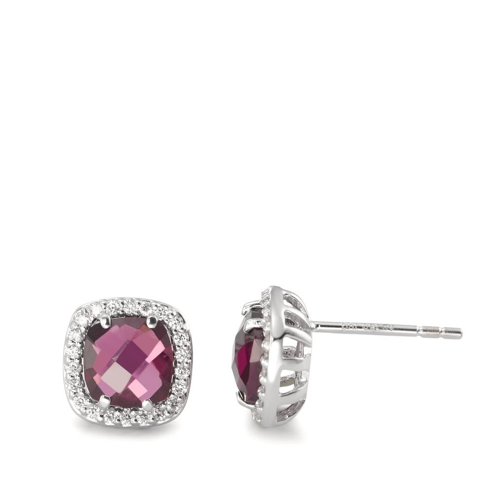 Oorknoppen 750/18K witgoud Rhodoliet Ø9 mm