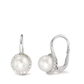 Oorbellen 750/18K witgoud Diamant 0.36 ct, w-si zoetwater Parel wit, 8 mm
