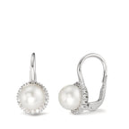 Oorbellen 750/18K witgoud Diamant 0.36 ct, w-si zoetwater Parel wit, 8 mm