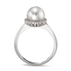 Ring 750/18K witgoud Diamant 0.18 ct, w-si zoetwater Parel wit, 8 mm