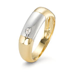 Ring 750/18K geel goud, 750/18K witgoud Diamant 0.02 ct, w-si