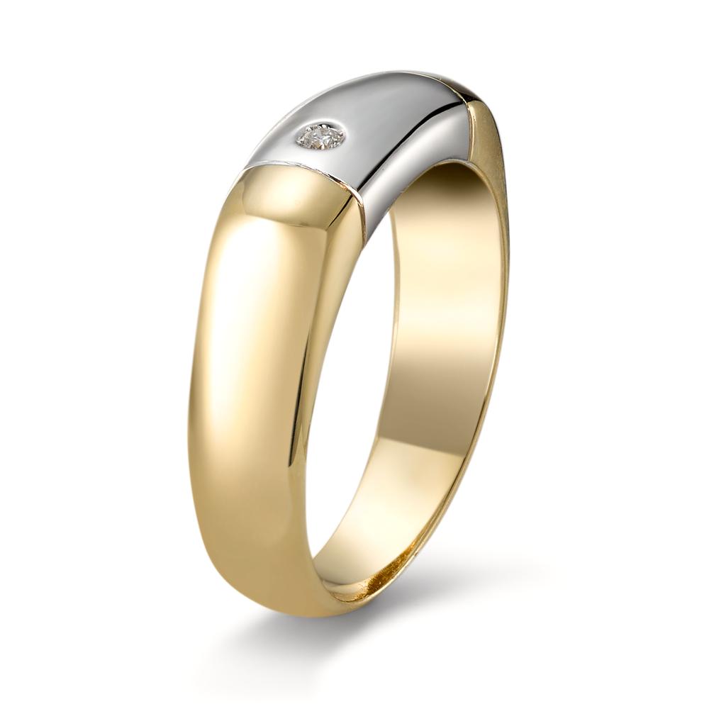 Ring 750/18K geel goud, 750/18K witgoud Diamant 0.02 ct, w-si