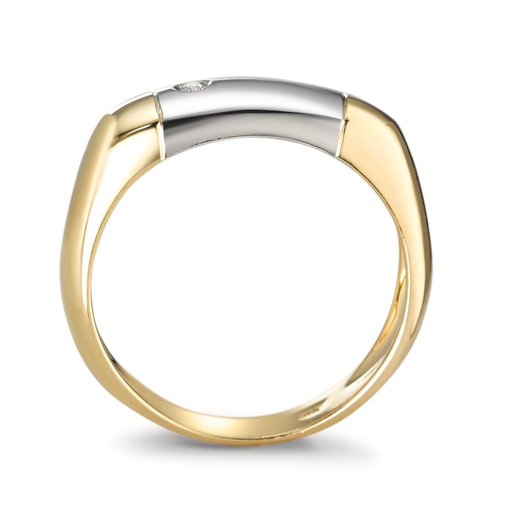 Ring 750/18K geel goud, 750/18K witgoud Diamant 0.02 ct, w-si