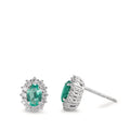 Oorknoppen 750/18K witgoud Smaragd 0.80 ct, 2 Steen, Diamant 0.36 ct, w-si