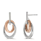 Oorbellen 750/18K witgoud, 750/18K rood goud Diamant 0.08 ct, 16 Steen, w-si