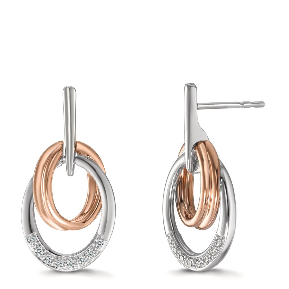 Oorbellen 750/18K witgoud, 750/18K rood goud Diamant 0.08 ct, 16 Steen, w-si