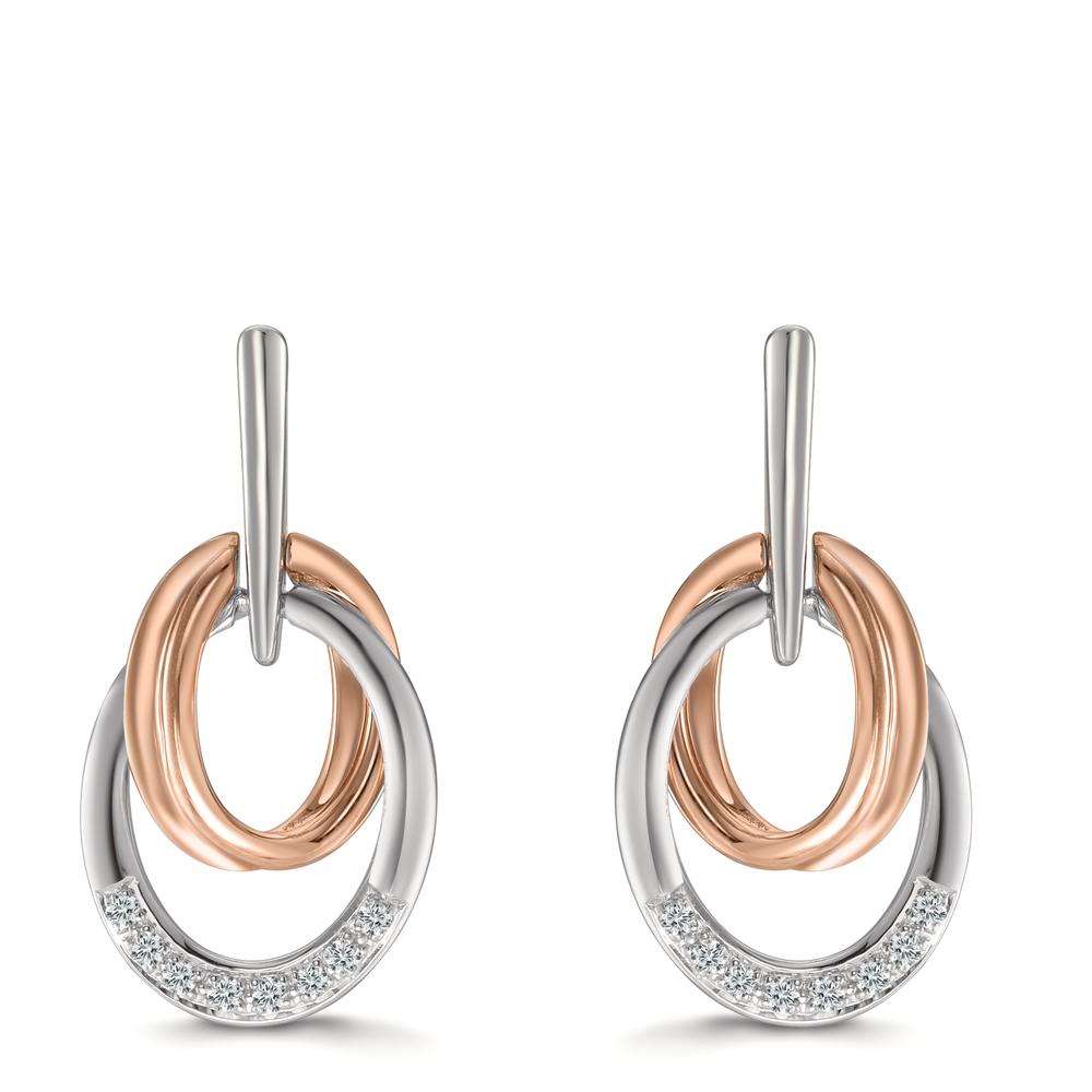 Oorbellen 750/18K witgoud, 750/18K rood goud Diamant 0.08 ct, 16 Steen, w-si