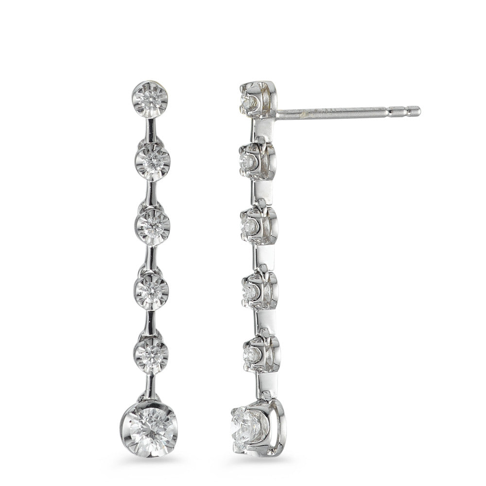 Oorbellen 750/18K witgoud Diamant 0.49 ct, 12 Steen, w-si