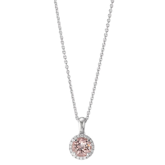 Collier 750/18K witgoud Morganiet, Diamant 0.06 ct, w-si 42-45 cm