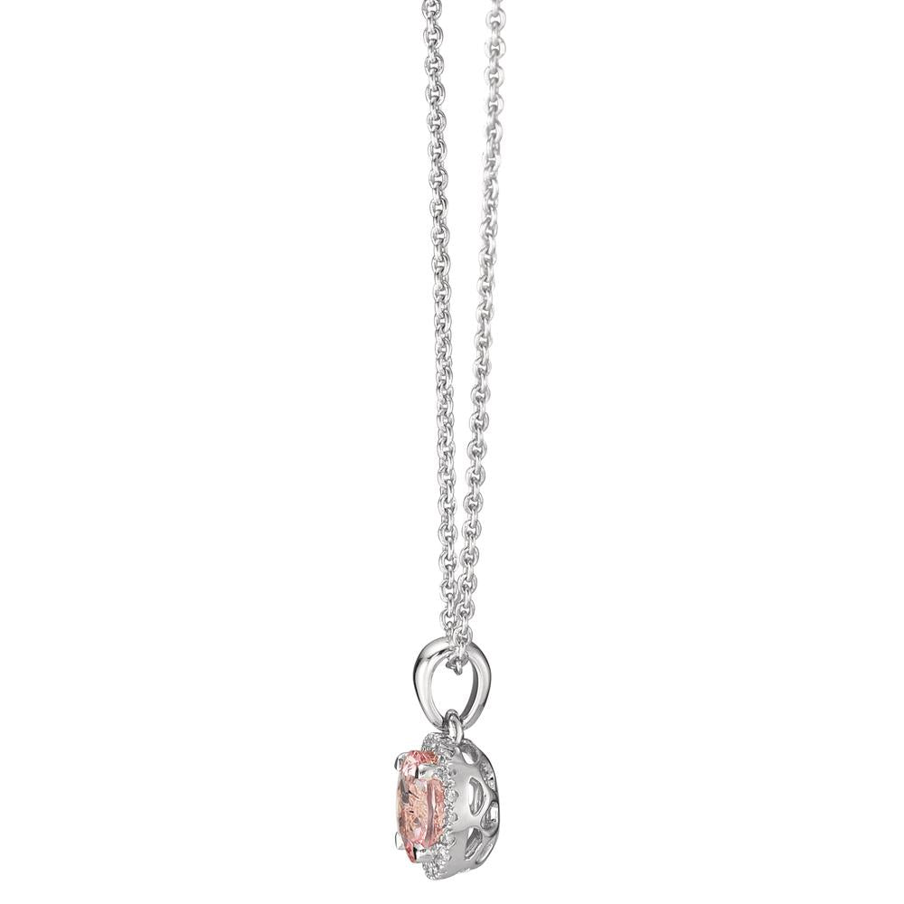 Collier 750/18K witgoud Morganiet, Diamant 0.06 ct, w-si 42-45 cm