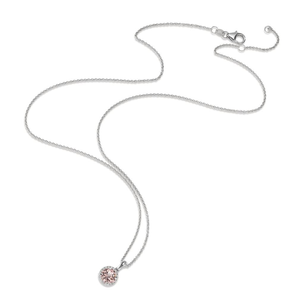 Collier 750/18K witgoud Morganiet, Diamant 0.06 ct, w-si 42-45 cm