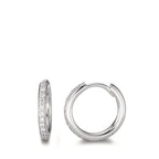 Scharnier oorringen creolen 750/18K witgoud Diamant 0.16 ct, 24 Steen, w-si