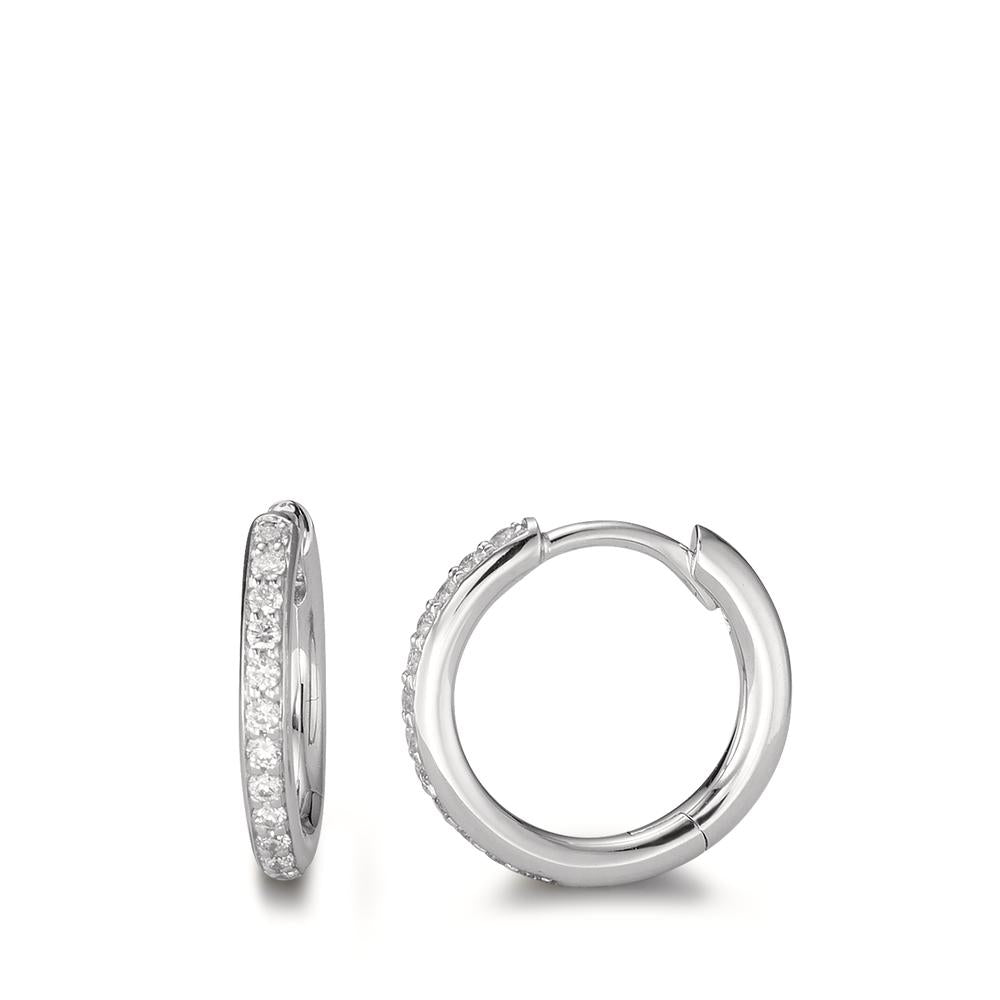 Scharnier oorringen creolen 750/18K witgoud Diamant 0.16 ct, 24 Steen, w-si