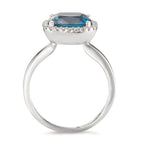Ring 750/18K witgoud Londen blauw Topaas, Diamant 0.14 ct, 28 Steen, [Brillant], w-si