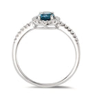 Ring 750/18K witgoud Londen blauw Topaas [oval], Diamant wit, 0.19 ct, w-si