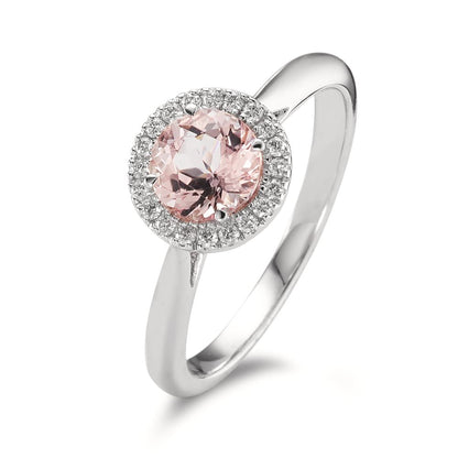 Ring 750/18K witgoud Morganiet, Diamant 0.11 ct, w-si