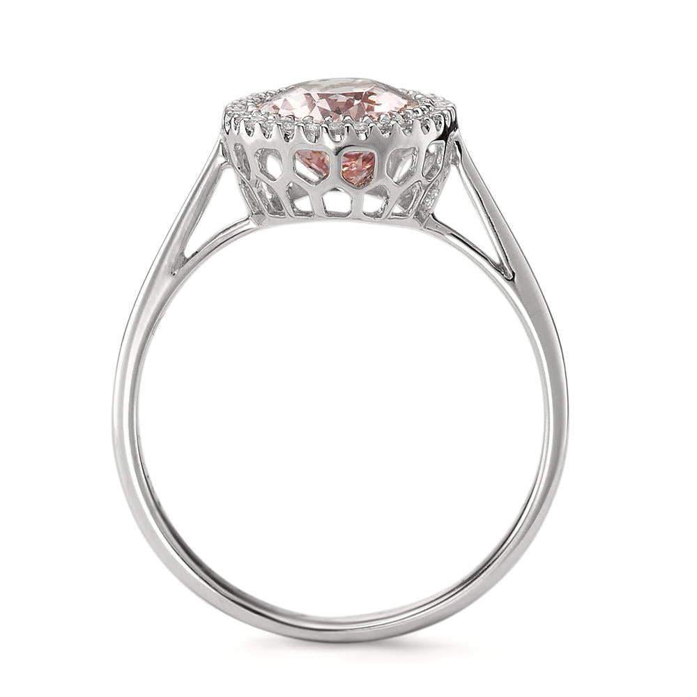 Ring 750/18K witgoud Morganiet, Diamant 0.09 ct, 32 Steen, [Brillant], w-si