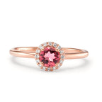 Ring 750/18K rood goud Toermalijn, Diamant 0.11 ct, 16 Steen, [Brillant], w-si